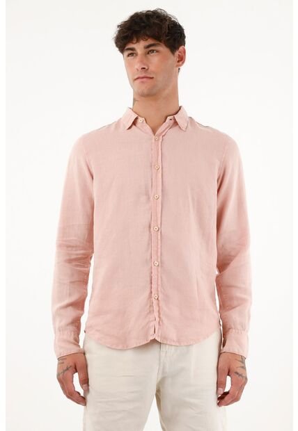 Camisa Manga Larga De 100% Lino Para Hombre