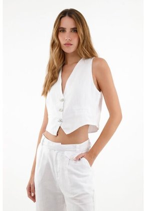 Chaleco Tipo Sastre Blanco Para Mujer
