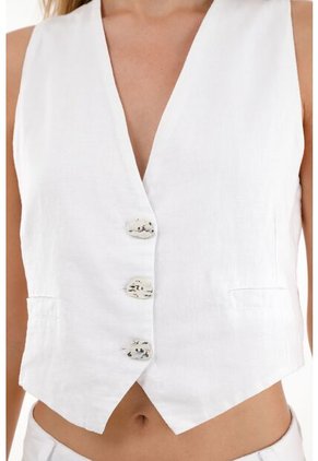 Chaleco Tipo Sastre Blanco Para Mujer