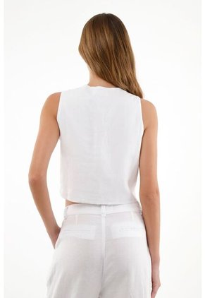 Chaleco Tipo Sastre Blanco Para Mujer