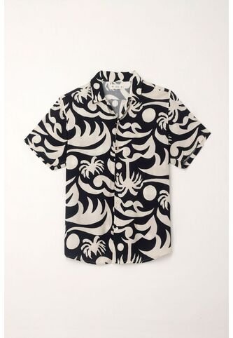 Tennis Camisa Tipo Bowling Con Estampado Playero Para Hombre Tennis