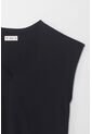 Tennis Camiseta Manga Sisa Negra Con Acabado Acanalado Para Mujer de Tennis