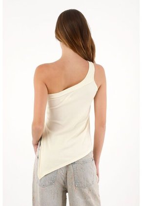 Tennis Camiseta En Rib De Un Solo Hombro Crudo Para Mujer