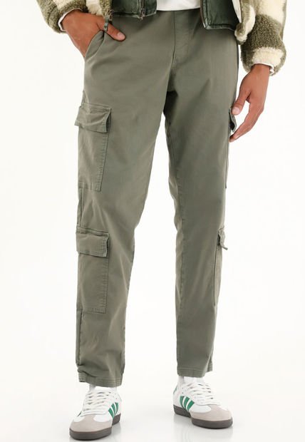 Pantalón Jogger En Drill Verde Para Hombre