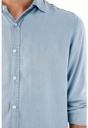 Tennis Camisa Azul Clásica Manga Larga Para Hombre