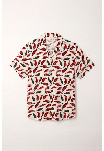 Tennis Camisa Tipo Bowling Con Estampado De Chiles Para Hombre Tennis