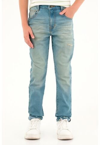 Jean Slim Tono Claro Con Roto Para Niño Tennis