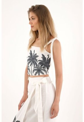 Tennis Camisa Crop Con Diseño De Palmeras Para Mujer