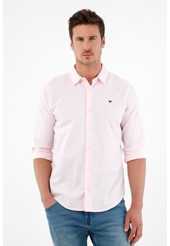 Camisa Rosada Manga Larga Para Hombre Tennis
