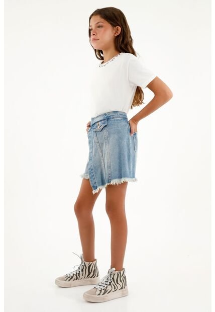 Falda Estilo Short En Denim Para Niña
