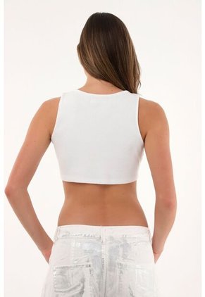 Tennis Camiseta Blanca En Rib Con Apliques Para Mujer