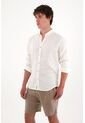 Tennis Camisa En 100% Lino Manga Larga Crudo Con Textura Lisa Para Hombre de Tennis
