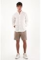 Tennis Camisa En 100% Lino Manga Larga Crudo Con Textura Lisa Para Hombre de Tennis