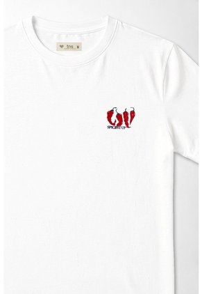 Tennis Camiseta Gráfica Fit Clásico Con Chiles De Algodón Blanco Para Mujer
