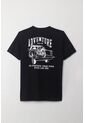 Tennis Camiseta Manga Corta Estampada Negra Con Cuello Definido Para Hombre de Tennis