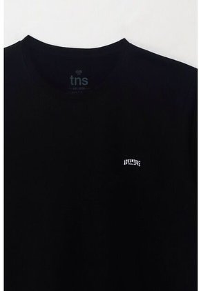 Tennis Camiseta Manga Corta Estampada Negra Con Cuello Definido Para Hombre