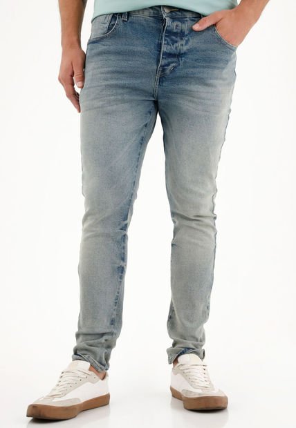Jean Super Skinny Tiro Medio Con Efecto Empolvado Para Hombre