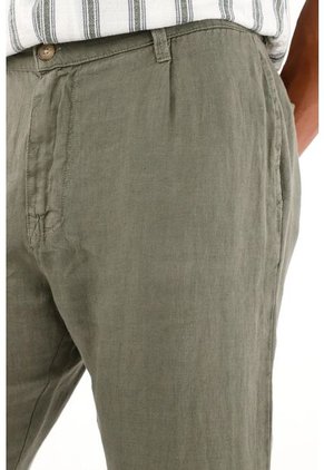 Tennis Pantalón Tipo Chino Verde En Lino 100% Para Hombre