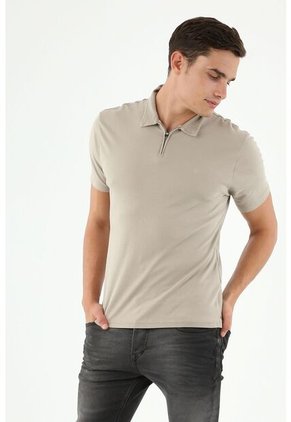 Camiseta Polo Gris Con Bordado Para Hombre