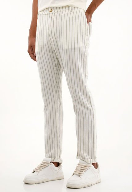 Pantalón Verde Con Diseño A Rayas Para Hombre