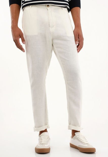 Pantalón Tipo Chino Crudo En Lino 100% Para Hombre