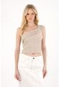 Tennis Camiseta Tela Texturizada Crudo Con Cuello Definido Para Mujer de Tennis