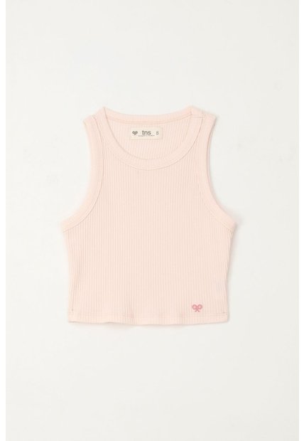 Camiseta Manga Sisa En Rib Rosado Para Niña