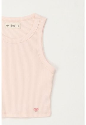 Camiseta Manga Sisa En Rib Rosado Para Niña
