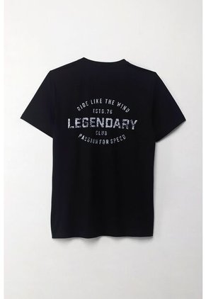 Tennis Camiseta Manga Corta Estampada Negra Con Caída Ligera Para Hombre