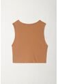 Tennis Camiseta Crop Manga Sisa Café Con Acabado Suave Para Mujer de Tennis