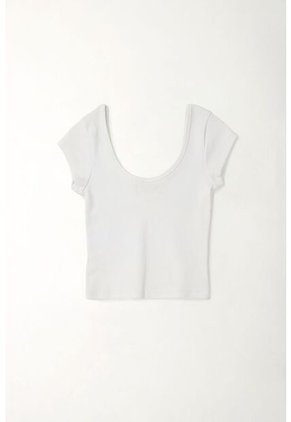 Tennis Camiseta En Rib Ajustada Blanca Para Mujer