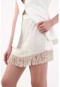 Tennis Falda Corta Con Fleco Y Bordados Crudo Para Mujer de Tennis