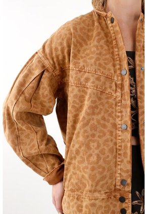 Tennis Abrigo Oversize De Diseño Animal Print Café Para Mujer