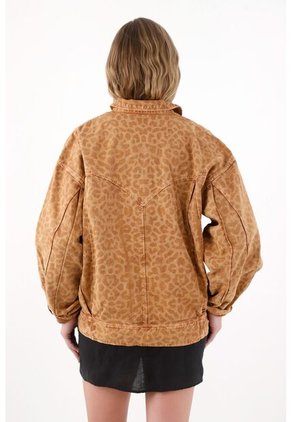 Tennis Abrigo Oversize De Diseño Animal Print Café Para Mujer