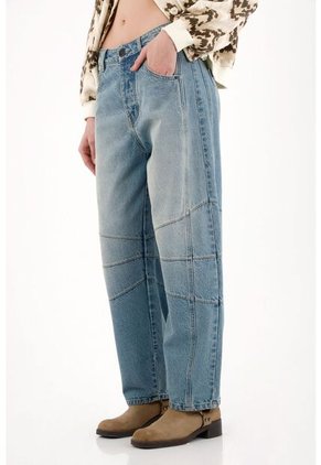 Tennis Jean Horseshoe Tiro Bajo Azul De Silueta Amplia Para Mujer