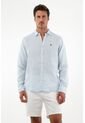 Tennis Camisa Azul En Lino Para Hombre de Tennis