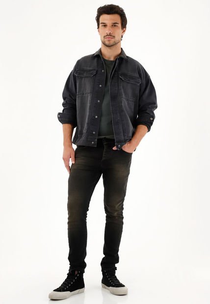 Jean Super Skinny Negro De Tiro Medio Para Hombre