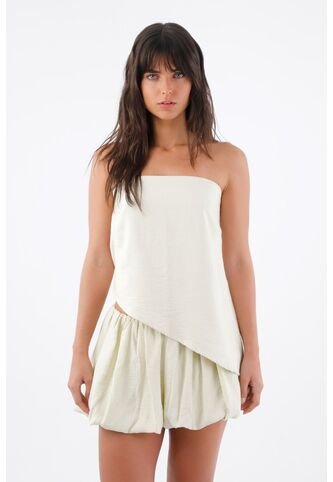 Tennis Blusa Para Mujer En Viscosa Marfil Strapless Asimétrica Tennis