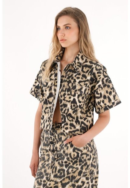 Tennis Camisa Crop Con Estampado De Animal Print Para Mujer