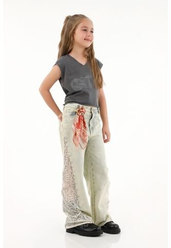 Camiseta Gris Con Estampado De Moto Para Niña Tennis