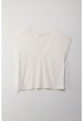 Tennis Camiseta Manga Sisa Crudo Con Acabado Liso Para Mujer De Silueta Ajustada