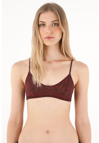 Tennis Top Rojo En Malla Estampada Animal Print Para Mujer Tennis