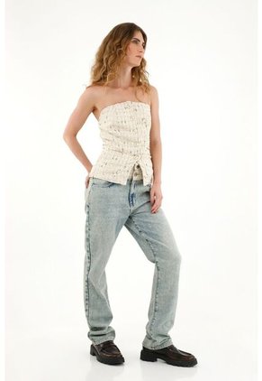 Tennis Chaleco Strapless En Tweed Para Mujer