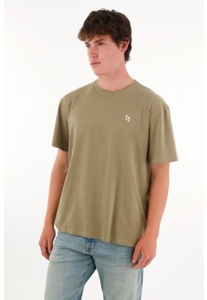 Tennis Camiseta Básica Estampada En Espalda Verde Para Hombre