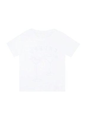 Tennis Camiseta Básica Estampada Blanca Con Textura Suave Para Mujer