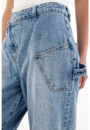 Tennis Jean Slouchy Tiro Bajo Con Jota Asimétrica Para Mujer