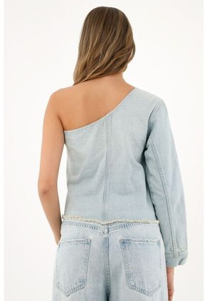 Tennis Camisa Azul De Un Solo Hombro Para Mujer