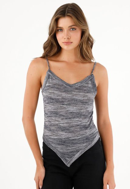 Camiseta Tipo Pañoleta Gris Para Mujer