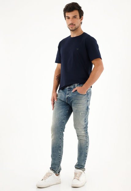 Jean Skinny Tiro Medio Con Pigmento Blanco Para Hombre