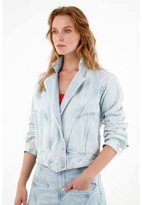 Tennis Chaqueta Azul Con Cuello De Solapa Para Mujer